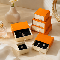 Boîte à bijoux de luxe orange haut de gamme, personnalisable avec logo, style tiroir, en carton vide pour l'emballage de bagues, boucles d'oreilles, pendentifs et colliers
