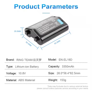 <span class=keywords><strong>Nikon</strong></span> Z9 D6 D5 D4 D4S 카메라 배터리 그립용 링팀 EN-EL18d 10.8V 3350mAh 리튬 이온 디지털 카메라 배터리 팩 - Product Image 3