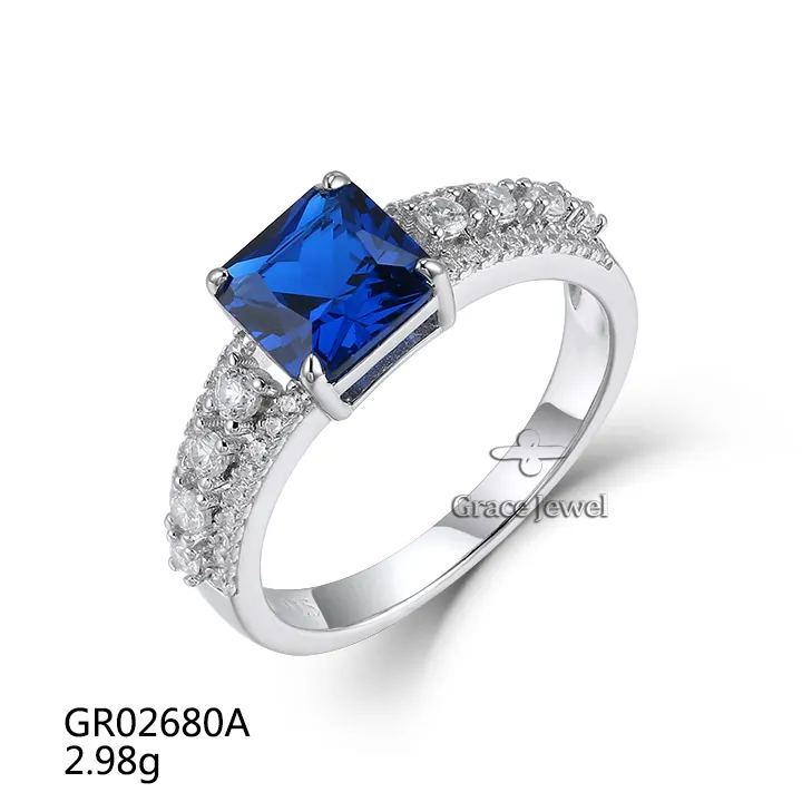 Grace Classic Big Stone Zirkonia Frau Hochzeit Custom 925 Sterling Silber Ring