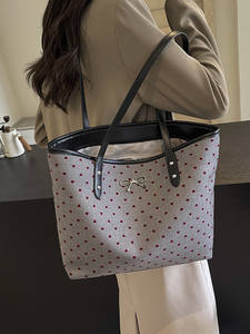 Sac à bandoulière grande capacité tendance à pois pour femme, nouveau style, sac fourre-tout élégant pour le quotidien - Product Image 6