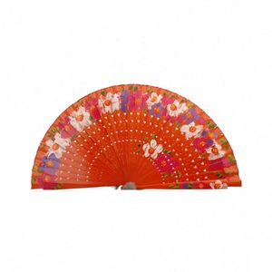 Abanico de mano artesanal de madera de 23 cm para mujer, ecológico, con pintura de festival español, para decoración de bodas - Product Image 4