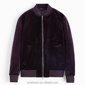 OEM Wholesale 100% Polyester Customized Logos Loose Casual Fashion <b>Velvet</b> Bomber <b>Jacket</b> for <b>Men</b> - Product Image 5