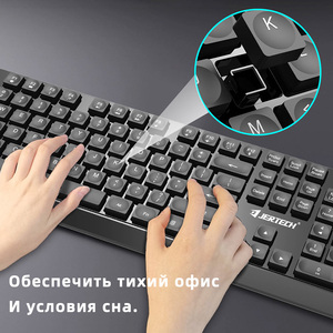 JERTECH K339 Tactile Sensation of Laptop Silent Quiet Rounded Keycaps <b>USB</b> OEM Wired Computer English and Russian Keyboard Silent - Product Image 2