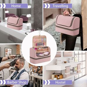Bolsa de Cosméticos de Gran Capacidad Personalizada de Fábrica BSCI, Bolsa de Almacenamiento de Herramientas de Peluquería de Viaje Doble con Múltiples Compartimentos - Product Image 6