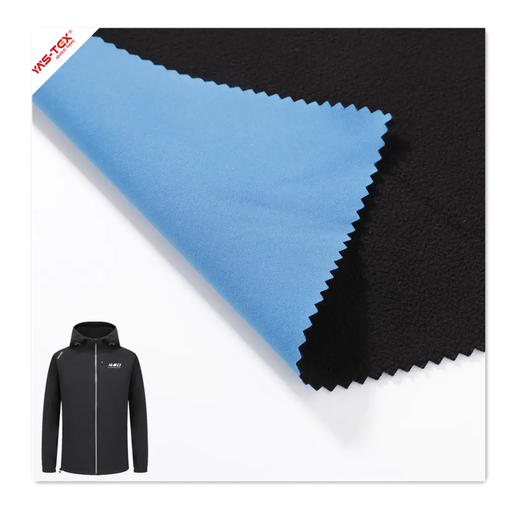 3 Layers Waterproof Softshell Fabric 100D Polyester Spandex Stretch Fabric Bonded TPU and Polar Fleece Functional Fabric