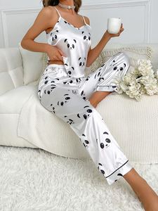 Conjunto <span class=keywords><strong>de</strong></span> Dos Piezas <span class=keywords><strong>de</strong></span> Satén Cómodo para <span class=keywords><strong>Mujer</strong></span>, Ropa <span class=keywords><strong>de</strong></span> Dormir Informal y Transpirable con Estampados Bonitos, Venta al Por Mayor - Product Image 6
