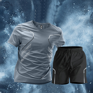 Ensemble T-shirt et short en soie glacée à séchage rapide pour <span class=keywords><strong>homme</strong></span> – Tenue de sport, course et entraînement – Logo et motif personnalisables disponibles - Product Image 4