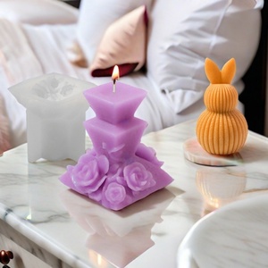 Molde de yeso Tangchu geométrico multicapa con relieve floral para velas, helados, difusores de conejo, molde de doble bola para pasteles, decoración del hogar - Product Image 2