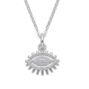 Mini Collar con Colgante <span class=keywords><strong>de</strong></span> Latón Plateado en Plata 925, Amuleto <span class=keywords><strong>de</strong></span> Protección Espiritual, OEM/ODM, MOQ Bajo - Product Image 1
