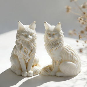 Maine Coon Katze Duftkerze Silikonform DIY Sitzendes Kätzchen Epoxidharz Gips Statue Ornament Gießwerkzeug - Product Image 1