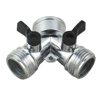 Adaptateur de tuyau d'arrosage extérieur en laiton robuste, répartiteur de jardin en Y à 2 voies avec raccords rapides, conception métallique durable
