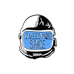 I Need More Space Astronaut Enamel Pin Cosmonaut Brooches Clothes Lapel Pin Badge Fun Gift Kids