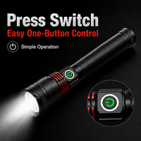 Lampe torche laser zoomable 10W, batterie 1200mAh, rechargeable par type C, 3 modes d'éclairage, en aluminium aéronautique, torche d'urgence
