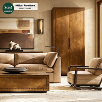 Canapé-lit modulaire de salon très vendu, ensemble 6 pièces avec accoudoirs effilés, coussins moelleux, canapé en cuir de luxe pour hôtel et villa