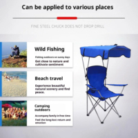 Chaise de camping pliable avec cadre en fer, auvent pare-soleil, installation rapide, tissu Oxford, pour rassemblements autour du feu de camp, logo personnalisé, approvisionnement en gros en usine