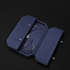 Caja de Joyería de Terciopelo FANXI con Botón para Joyas de Perlas, Estuche para Collares con Dos Puertas, Caja de Joyería con Logotipo Personalizable - Product Image 4
