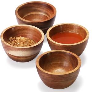 Juego de Tazones para Condimentos de Madera de Acacia Premium ADC, Tazón de Madera Pulida para Servir Ensaladas, Postres y Sopas, para el Hogar, Fiestas y Cocina - Product Image 1