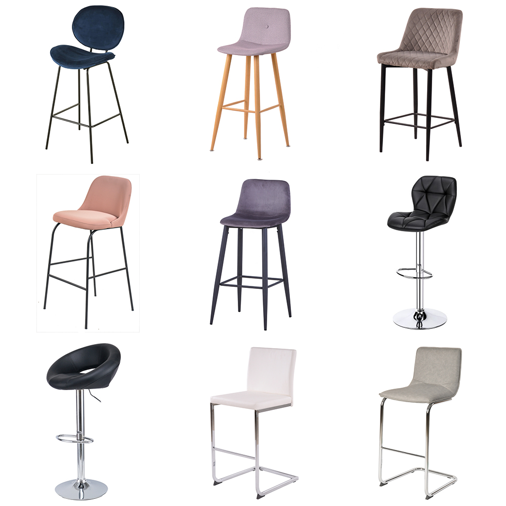 American Modern Bar Stool Chairs Leather Velvet With Wooden Counter