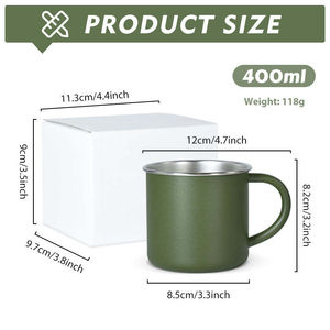 Tasse à café de voyage, randonnée, camping et feu de camp en acier inoxydable à paroi simple, gravée au laser sur mesure, avec revêtement en poudre et poignée. - Product Image 6