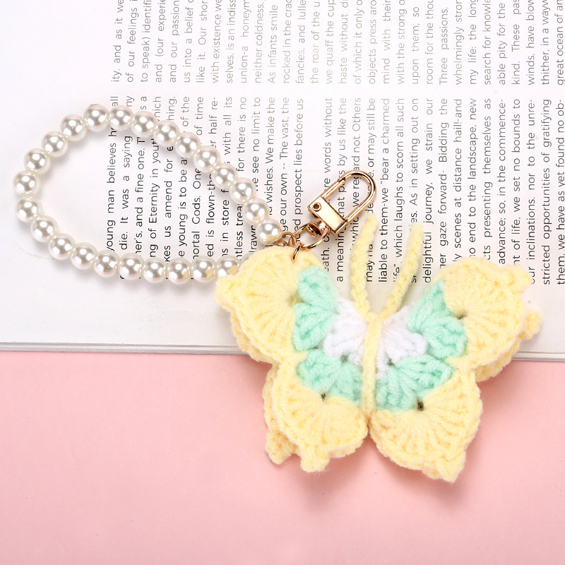 Yellow crochet Butterfly keychain