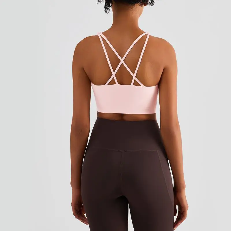 Skin-friendly nude sports vest Cross back Slimming Yoga bra women pull together sports underwear