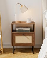 Table de chevet en bois de style bohème moderne avec tiroir, petite table d'appoint noire pour chambre, salon et bureau