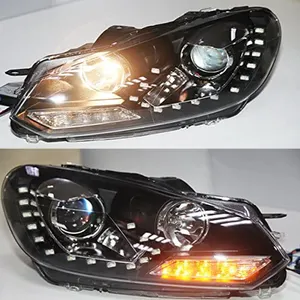 VW Golf 6 için MK6 LED kafa ışık projektör Lens ile 2009-2013 yıl YZV1