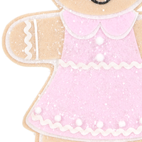 Figurine de Noël en bois de 12 pouces, Fille en pain d'épices en robe rose pastel avec nœud, pour vitrine de confiserie, décoration de table de chambre d'enfant, vente en gros