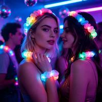 Scrunchies lumineux à LED personnalisés en satin imprimé sérigraphié pour anniversaire, Noël, Halloween, fête