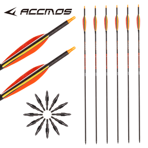 Flèche en carbone pur <span class=keywords><strong>de</strong></span> 6,2 mm avec pointe <span class=keywords><strong>de</strong></span> flèche cible, plumes <span class=keywords><strong>de</strong></span> fusée, deux oranges et une jaune - Product Image 1