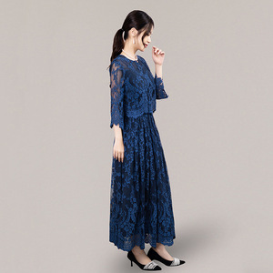 Vestido de noche para mujer, vestido largo azul marino de manga larga, ropa para ocasiones formales, talla Xs S M L Xl 2xl 3xl - Product Image 2
