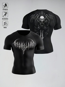 Hot Sale Printed Summer Spring Outdoor Quick Dry Sports Short Sleeve Men's Breathable Compression T-Shirt Running <strong>Base</strong> <strong>Layer</strong> - Product Image 1