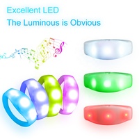 Bracelet lumineux sans fil à commande vocale, en silicone LED, pour fête de remise de diplôme, personnalisable pour adultes, activé par le son, 7 couleurs