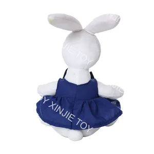 Customization 20 Cm White Sitting Rabbit Plush New Product Wholesale Lovely Toy Cute Bunny Rabbit Plush Toy With Skirt Bowknot