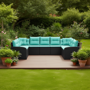 Black Poly <b>Rattan</b> Garden <b>Sofa</b> Set With Cushions 3 Seater Outdoor Furniture Contemporary Design - Product Image 2