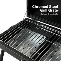 Barbecue fumoir robuste au charbon de bois avec plateau à charbon réglable sur 2 niveaux et aérations latérales pour jardin, terrasse et fêtes en extérieur