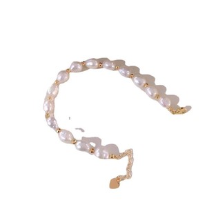 Bracelets et joncs de style occidental européen et américain, à la mode, avec perles fantaisie, minimalistes, baroques, en perles d'eau douce, Double Eleven Drainage - Product Image 5