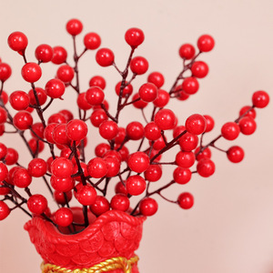 Branches artificielles de baies rouges, 12 fruits par branche, décoration de la maison pour le Nouvel An chinois, ornement porte-bonheur - Product Image 4