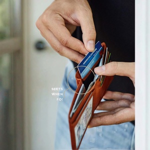 Boshiho Customizable Slim Cowhide Leather Men's <b>Wallet</b> Ultra-Thin Large Capacity <b>RFID</b> <b>Blocking</b> Anti-Theft Clip for Credit Cards - Product Image 3