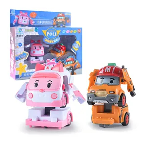 Poli Robocar Cartoon Figure 2 in 1 Self Assemble Kids Toys Helicopter Police Robot Cars