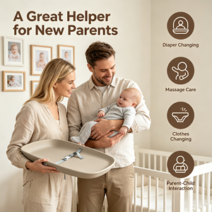 Tapis <span class=keywords><strong>de</strong></span> Soin pour Bébé en Matière Souple avec Ceinture <span class=keywords><strong>de</strong></span> Sécurité, Mobile, pour le Changement <span class=keywords><strong>de</strong></span> Couche et le Bain du Nouveau-né, Adapté à Divers Scénarios - Product Image 1