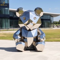 Statue d'ours géant en acier inoxydable géométrique de jardin extérieur personnalisé