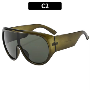 New Fashion Y2K Hip Hop <b>Large</b> <b>Frame</b> One Piece Lens PC UV400 Sunglasses Original Women Men Oversized Lunette De Soleil Luxe - Product Image 3