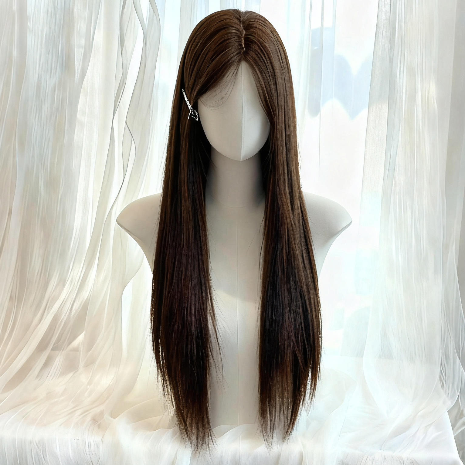 ผมตรงยาว 72 ซม. [สีน้ำตาลเย็น]