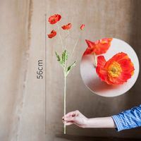 4 Pièces de Fausses Tiges de Coquelicot Artificiel en Soie de Haute Qualité, Fleurs de Printemps au Toucher Réel, 56 cm, pour la Saint-Valentin et les Remises de Diplômes