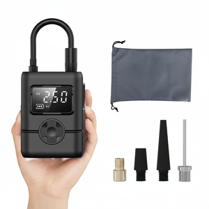 เครื่องเติมลมยางดิจิตอลแบบพกพา 12V กระบอกสูบเดี่ยวพลาสติกสีดำพร้อมเกจวัดแรงดันสำหรับรถขนาดกะทัดรัดรถจักรยานยนต์ - Product Image 1