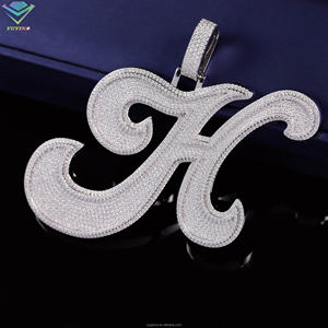 Jewelry 925 Sterling <b>Silver</b> 18K Gold Plated GRA Certificate VVS D color Moissanite <b>Initial</b> Letter Custom Pendant <b>Necklace</b> Unisex - Product Image 3