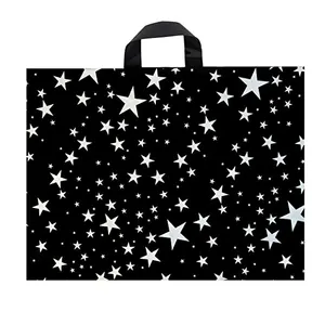 Hot boutique grocery store commercial clothing trade show star handheld matte plastic shopping bag custom logo