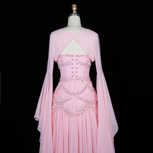 Abito <span class=keywords><strong>da</strong></span> <span class=keywords><strong>sera</strong></span> Sharon Said SS286 di lusso con perle e nappe rosa, con cappotto fluido, per fidanzamento a Dubai, per donna, per feste di matrimonio - Product Image 6