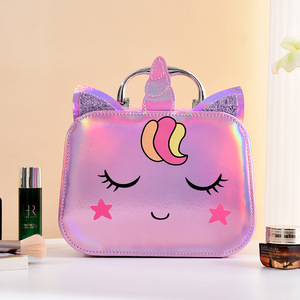 Trousse de <span class=keywords><strong>Maquillage</strong></span> <span class=keywords><strong>Licorne</strong></span> pour Enfants avec Miroir LED, Boîte de Rangement Pliable en PU, Sac de <span class=keywords><strong>Maquillage</strong></span> Portable - Product Image 3